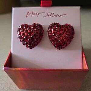 Betsey Johnson Ruby Red Heart Earrings